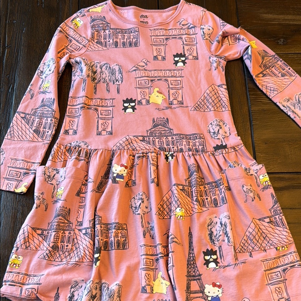 GreenTea Pink Paris-Themed Kids Dress